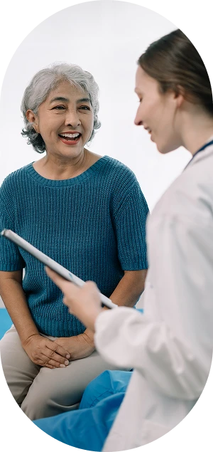 Female Doctor White Medical Coat Discussing Elderly Patient Clinic Therapist Consulting Woman Examining Pain Health Care Medicine Concept