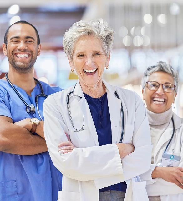 Portrait Doctors Team Arm Crossed Healthcare Service Leadership Success Hospital